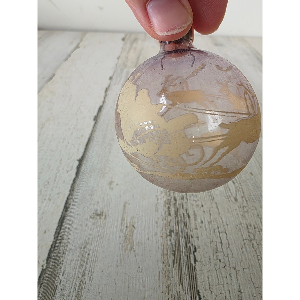 Vintage antique purple marks bros RARE Santa's sleigh glass ornament reindeer